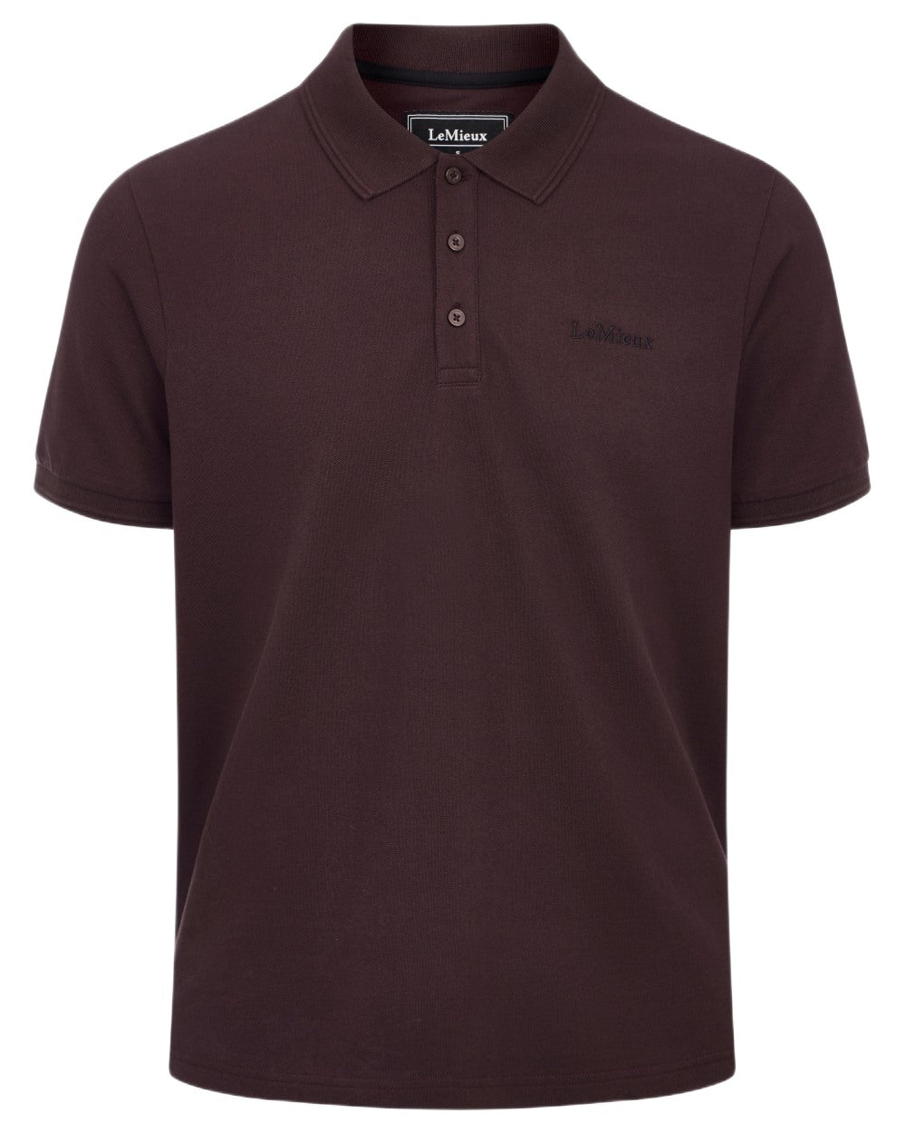 Damson coloured LeMieux Mens Classique Polo T-Shirt on white background 