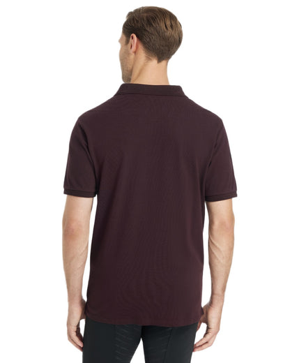 Damson coloured LeMieux Mens Classique Polo T-Shirt on white background 