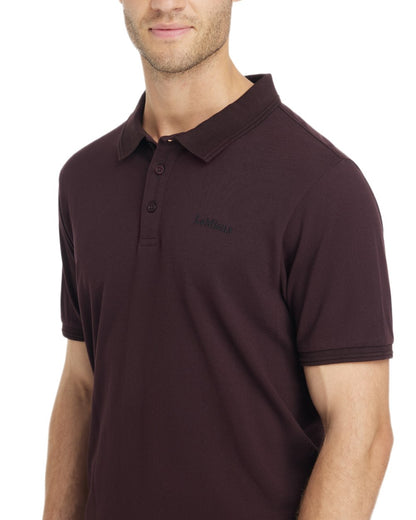 Damson coloured LeMieux Mens Classique Polo T-Shirt on white background 