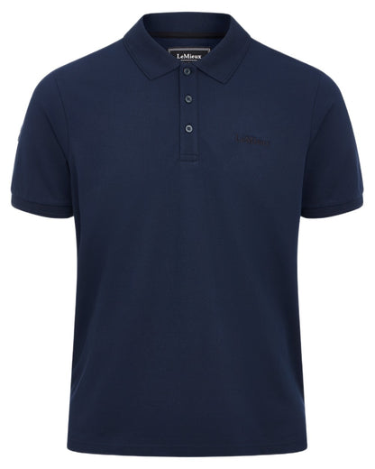 Navy coloured LeMieux Mens Classique Polo T-Shirt on white background 