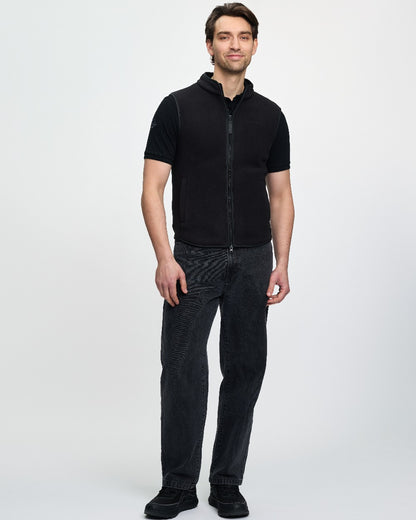 Black Coloured LeMieux Mens Fleece Gilet on White Background 