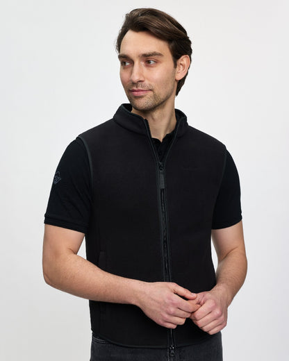Black Coloured LeMieux Mens Fleece Gilet on White Background 