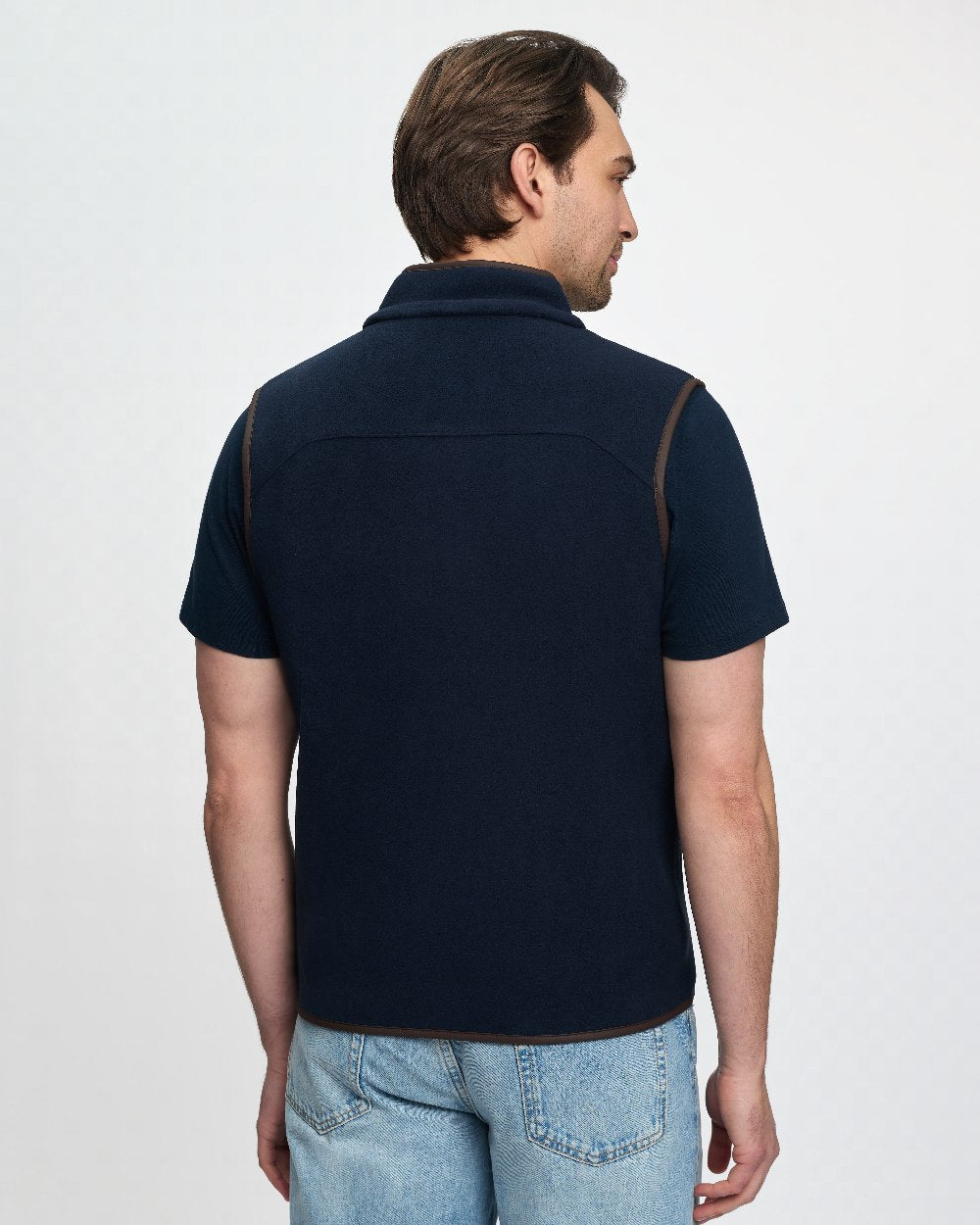 Navy Coloured LeMieux Mens Fleece Gilet on White Background 