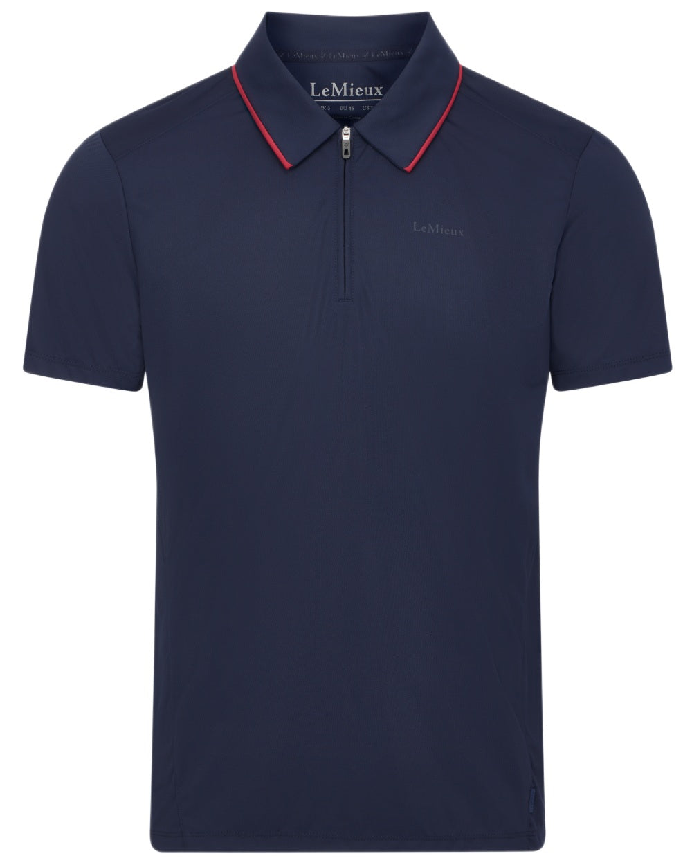 Navy coloured LeMieux Mens Performance Polo T-Shirt on white background 