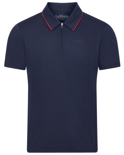 Navy coloured LeMieux Mens Performance Polo T-Shirt on white background 