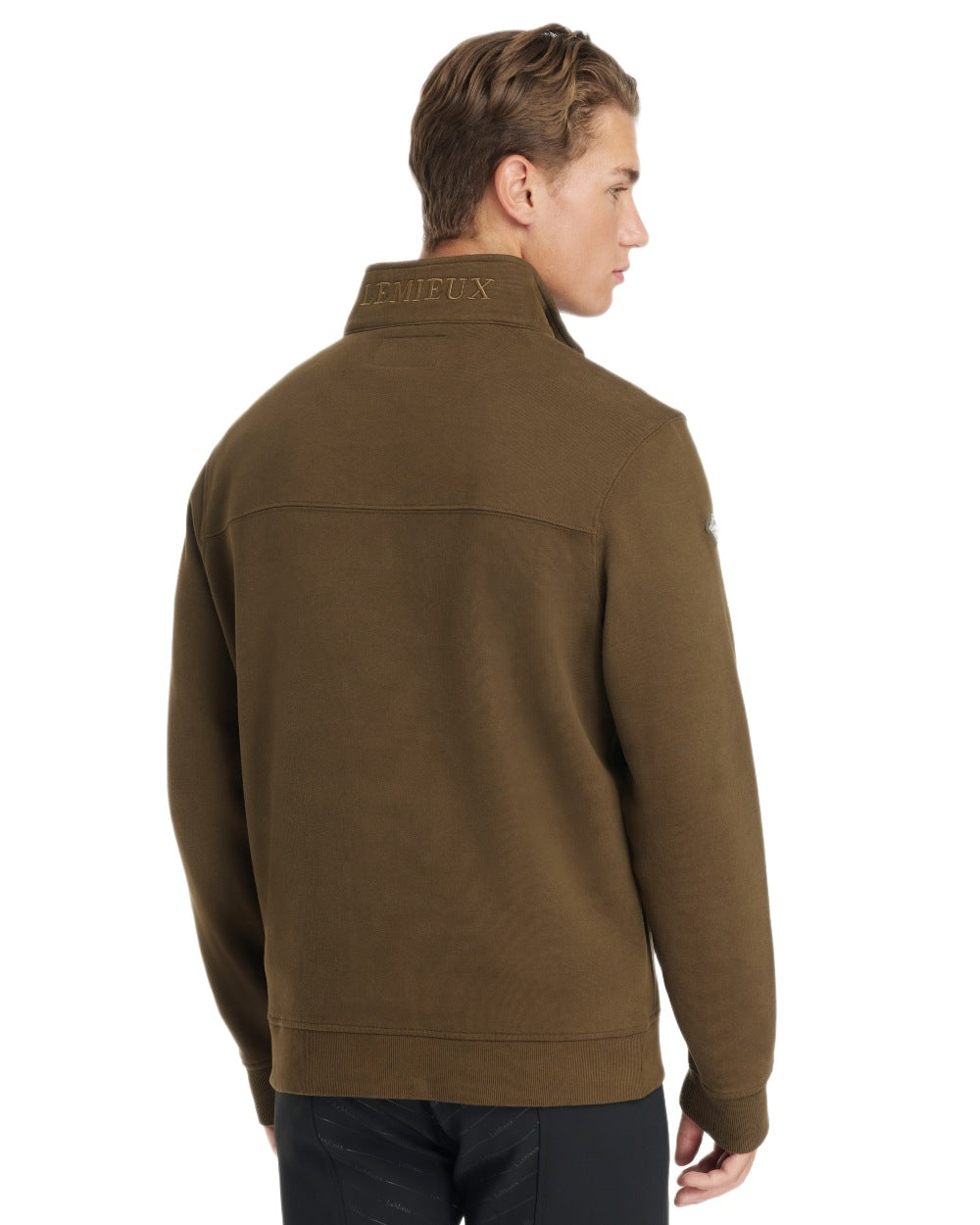 Alpine coloured LeMieux Mens Quarter Neck Sweater on white background 