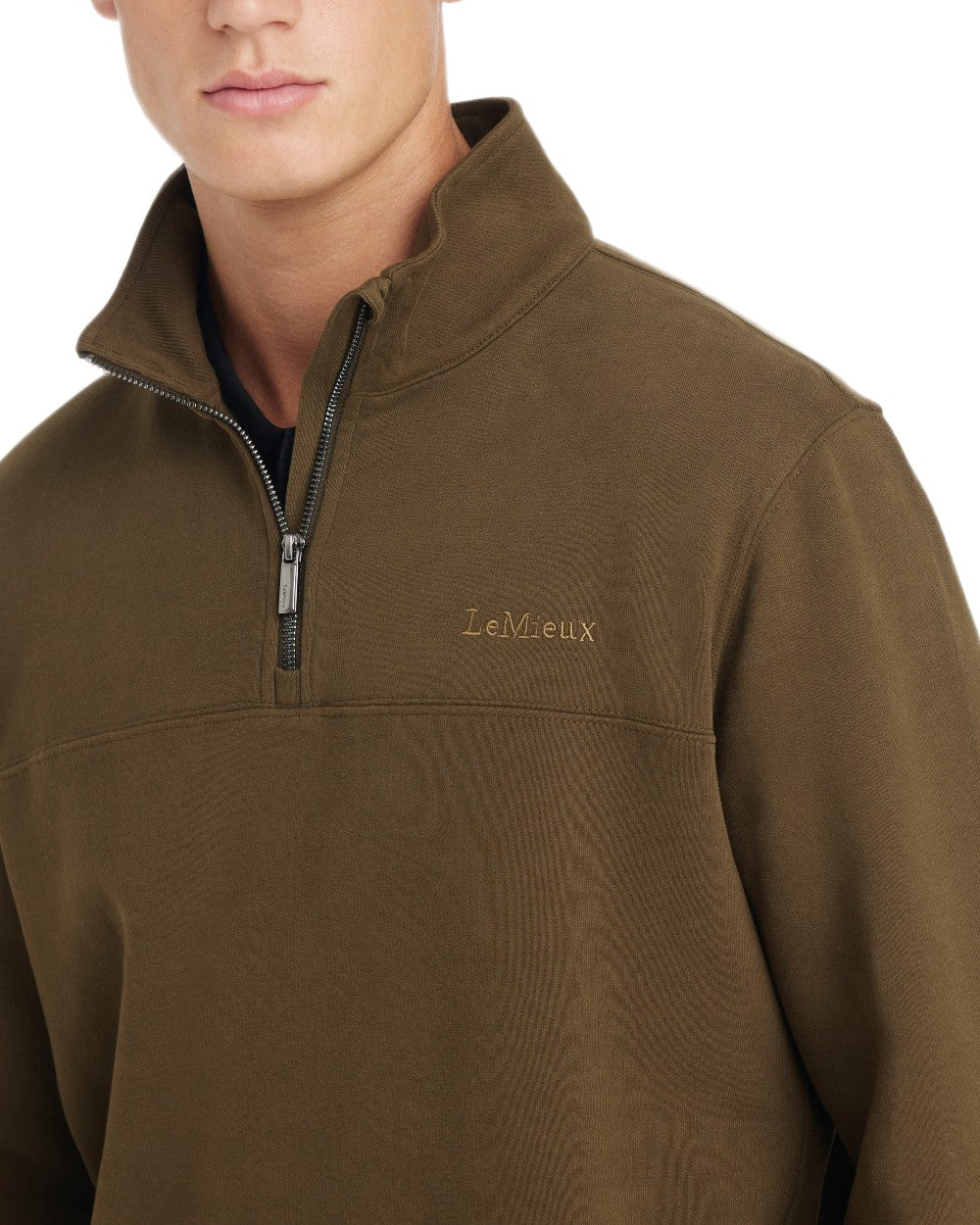 Alpine coloured LeMieux Mens Quarter Neck Sweater on white background 