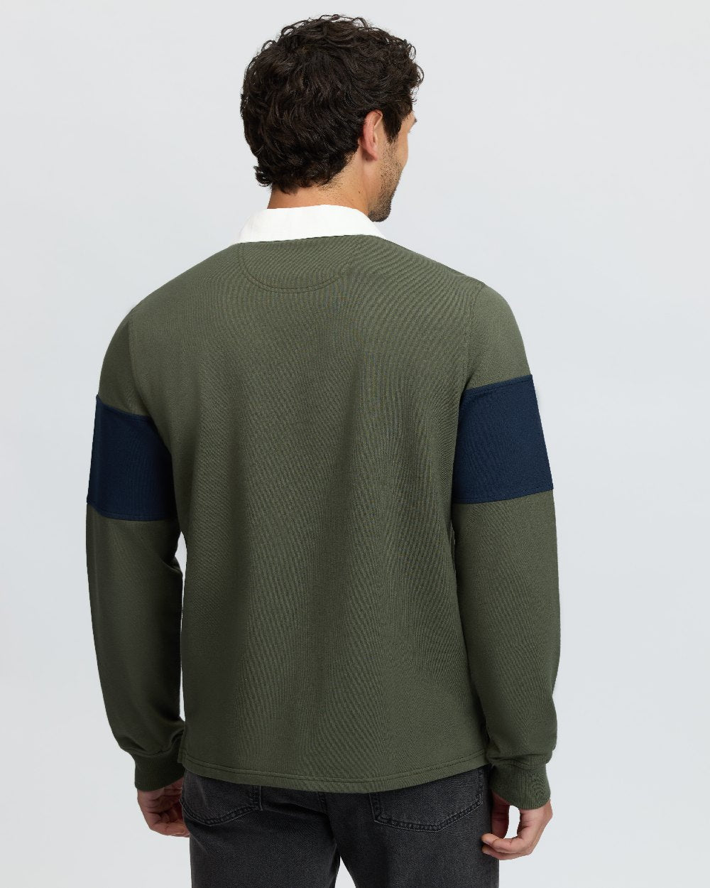 Olive Coloured LeMieux Mens Rugby Shirt on White Background 