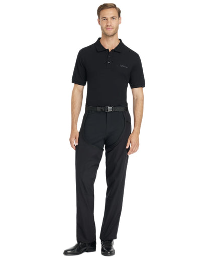 Black coloured LeMieux Mens Stormwear Waterproof Chaps on white background 