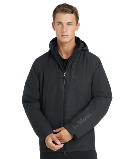Black coloured LeMieux Mens Waterproof Team Jacket on white background 