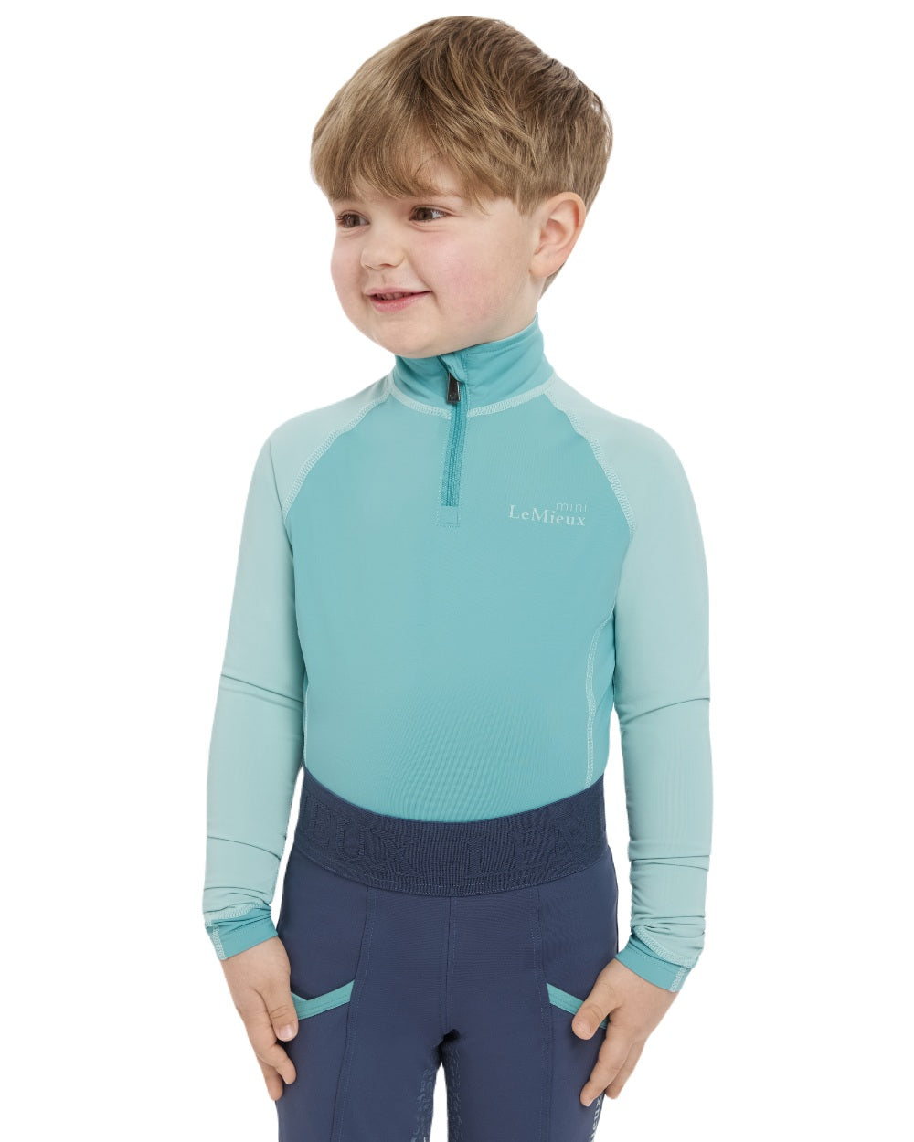 Lagoon coloured LeMieux Mini Base Layer on white background 