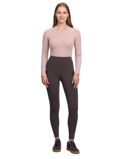 Cocoa coloured LeMieux Naomi Pull On Breeches on white background 