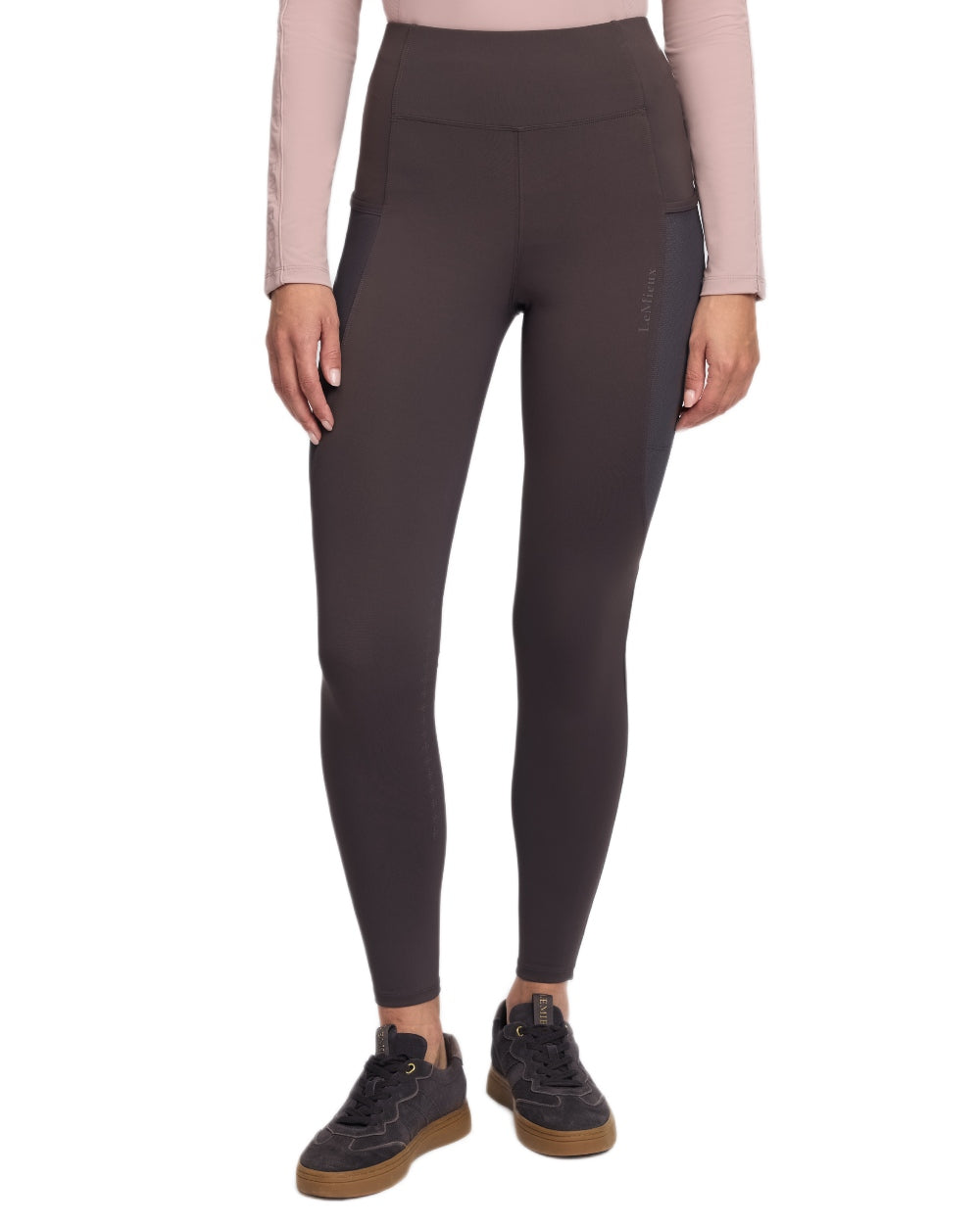 Cocoa coloured LeMieux Naomi Pull On Breeches on white background 
