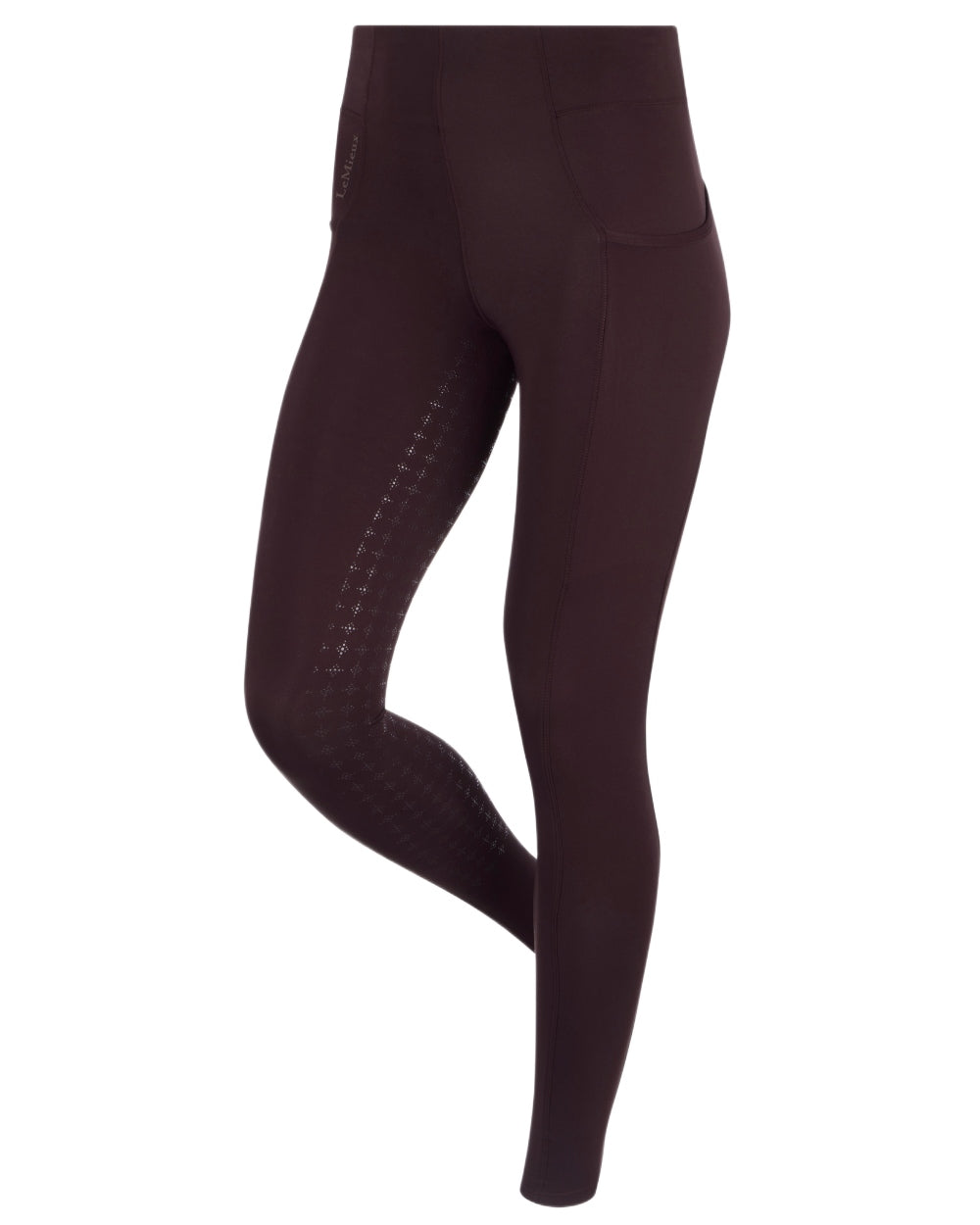 Damson coloured LeMieux Naomi Pull On Breeches on white background 