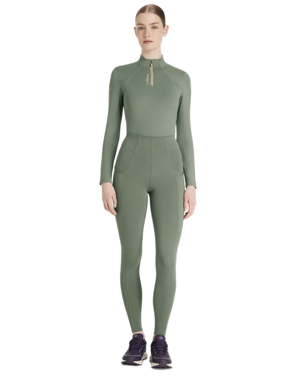 Rosemary coloured LeMieux Naomi Pull On Breeches on white background 