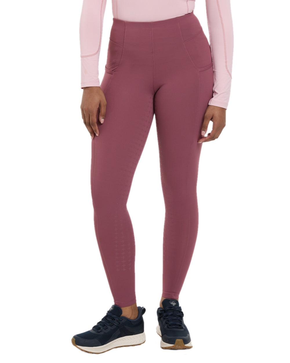 Rosewood coloured LeMieux Naomi Pull On Breeches on white background 