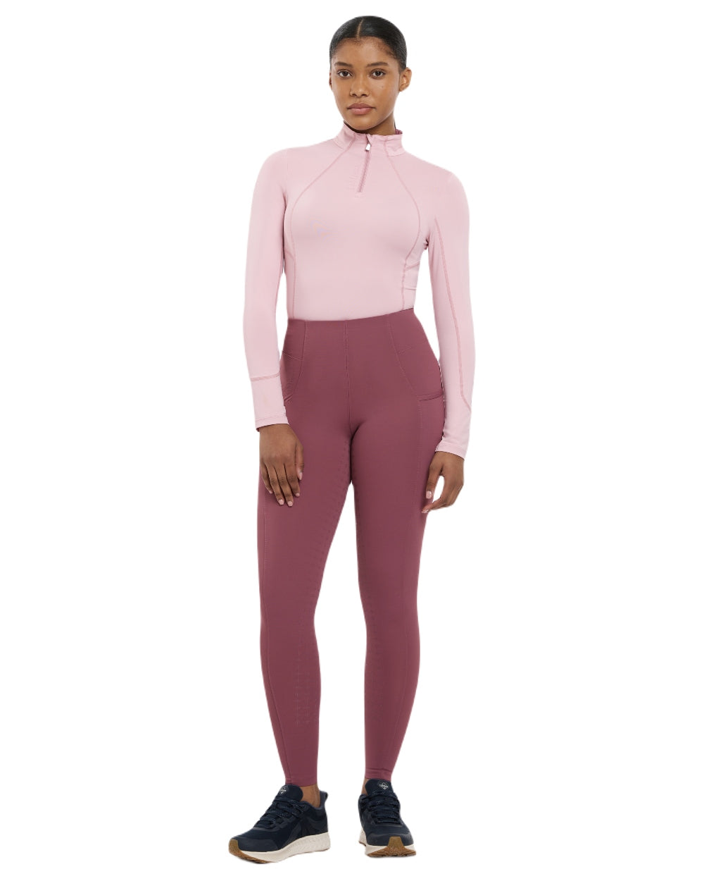 Rosewood coloured LeMieux Naomi Pull On Breeches on white background 