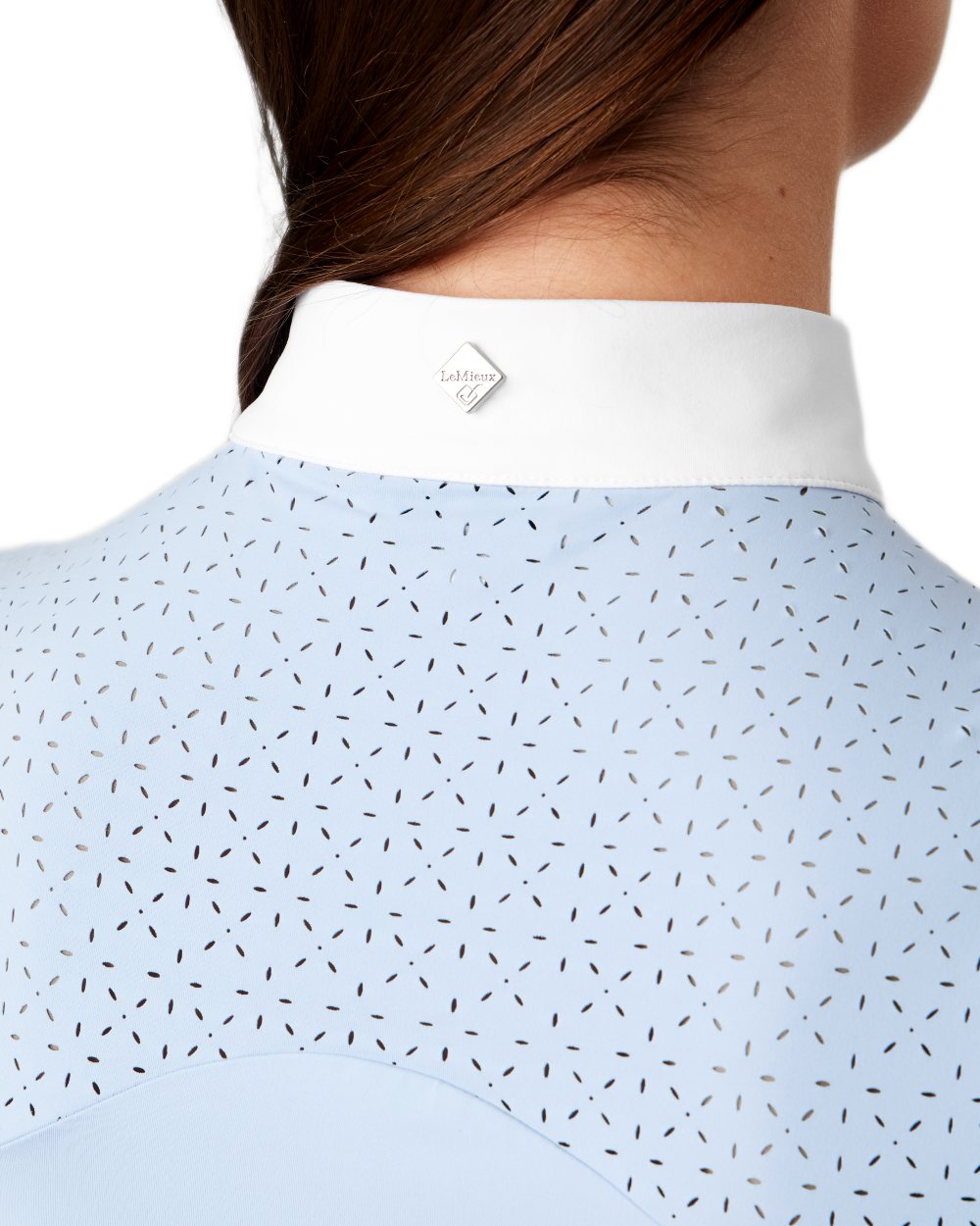 Mist coloured LeMieux Olivia Short Sleeve Show Shirt on white background 