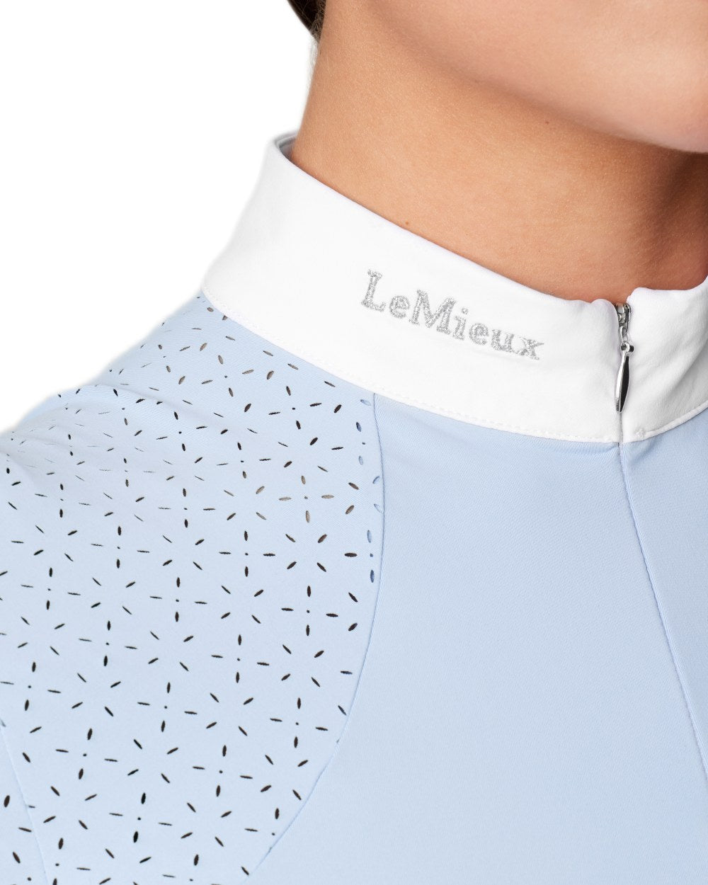 Mist coloured LeMieux Olivia Short Sleeve Show Shirt on white background 