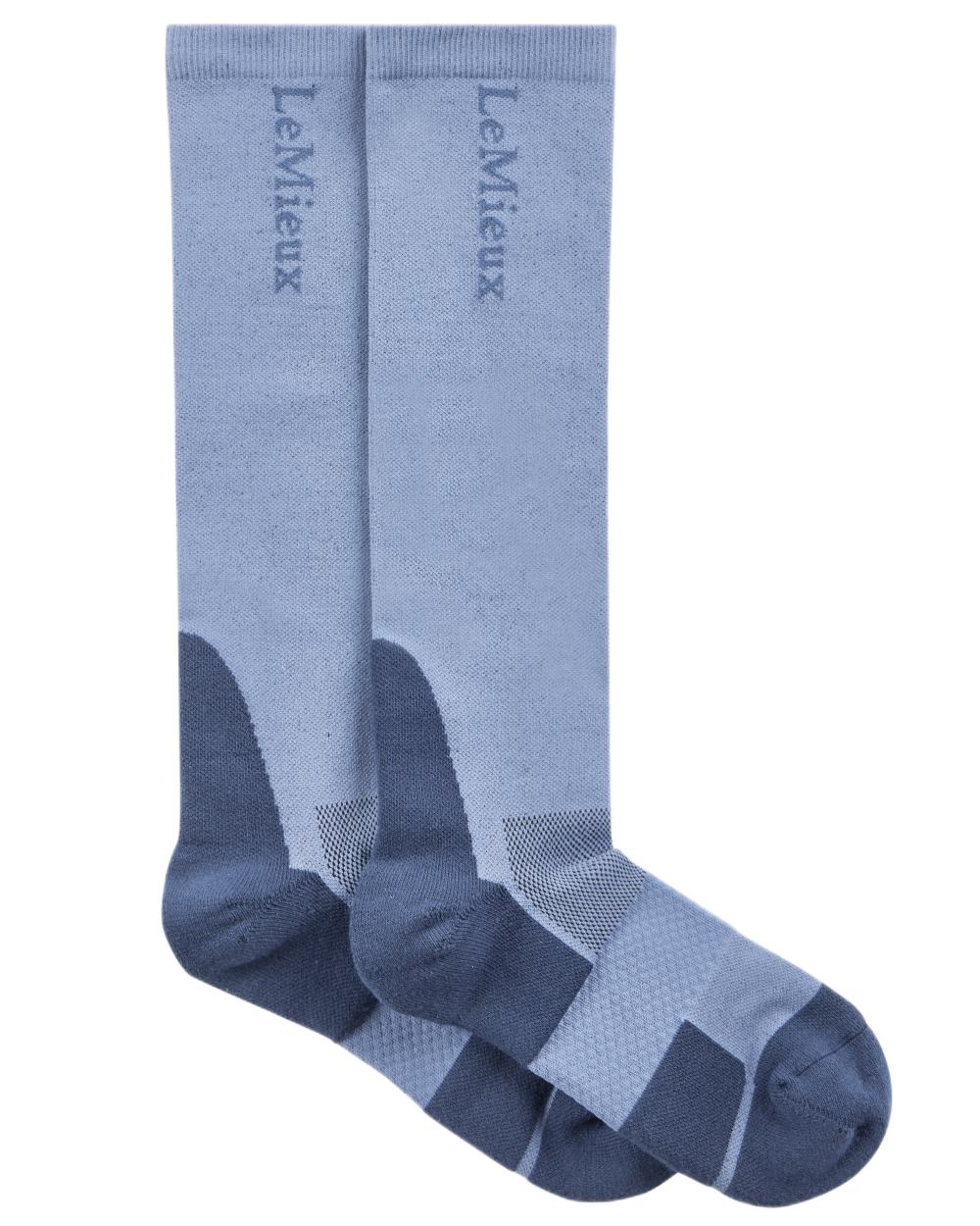 Powder Blue coloured LeMieux Performance Socks on white background 