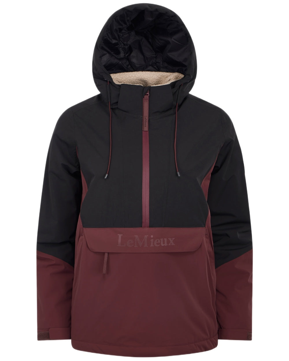 Black Bramble coloured LeMieux Phoebe Half Zip Waterproof Anorak on white background 