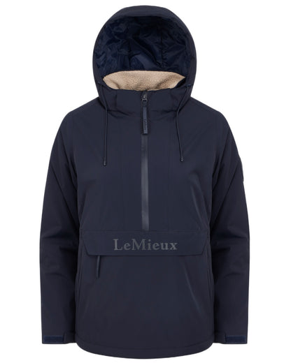 Navy coloured LeMieux Phoebe Half Zip Waterproof Anorak on white background 