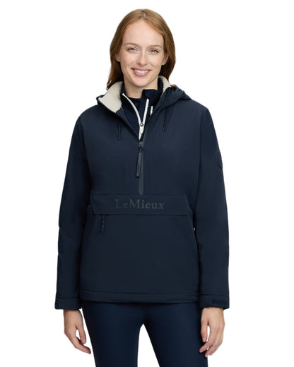 Navy coloured LeMieux Phoebe Half Zip Waterproof Anorak on white background 