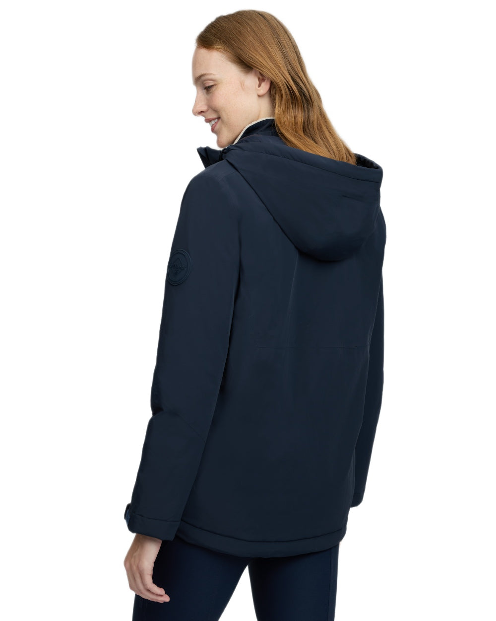 Navy coloured LeMieux Phoebe Half Zip Waterproof Anorak on white background 