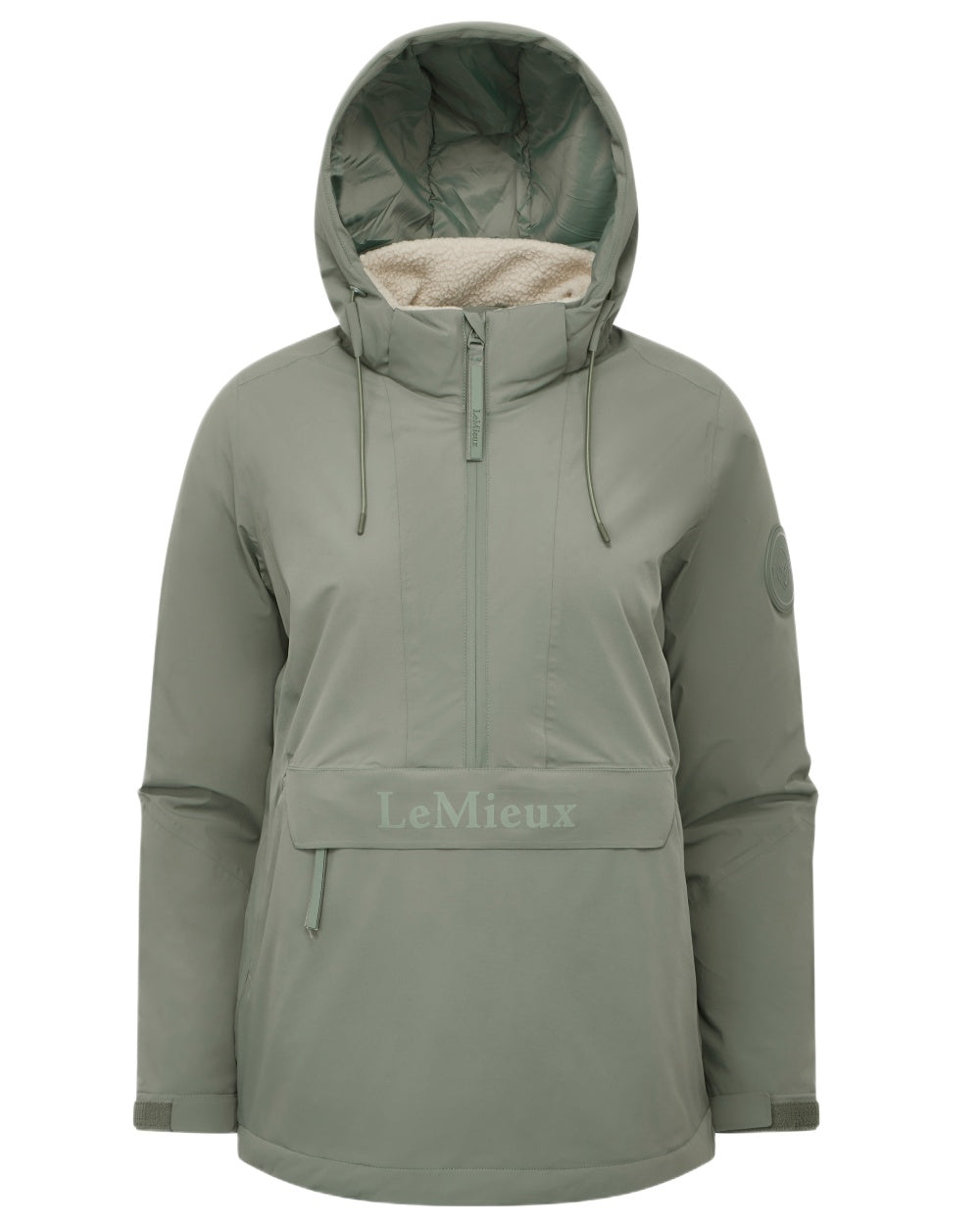 Rosemary coloured LeMieux Phoebe Half Zip Waterproof Anorak on white background 