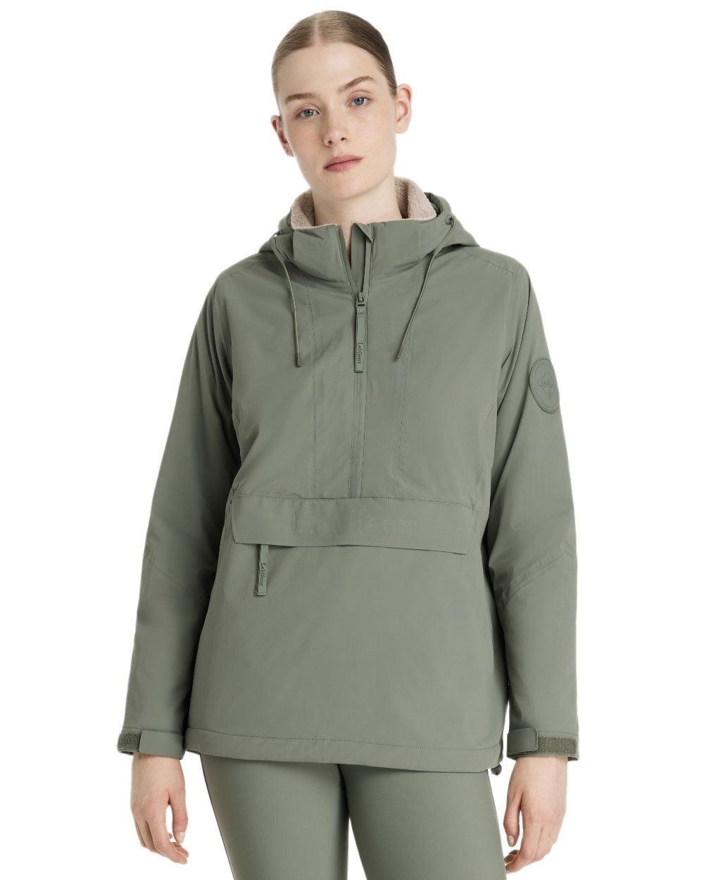Rosemary coloured LeMieux Phoebe Half Zip Waterproof Anorak on white background 