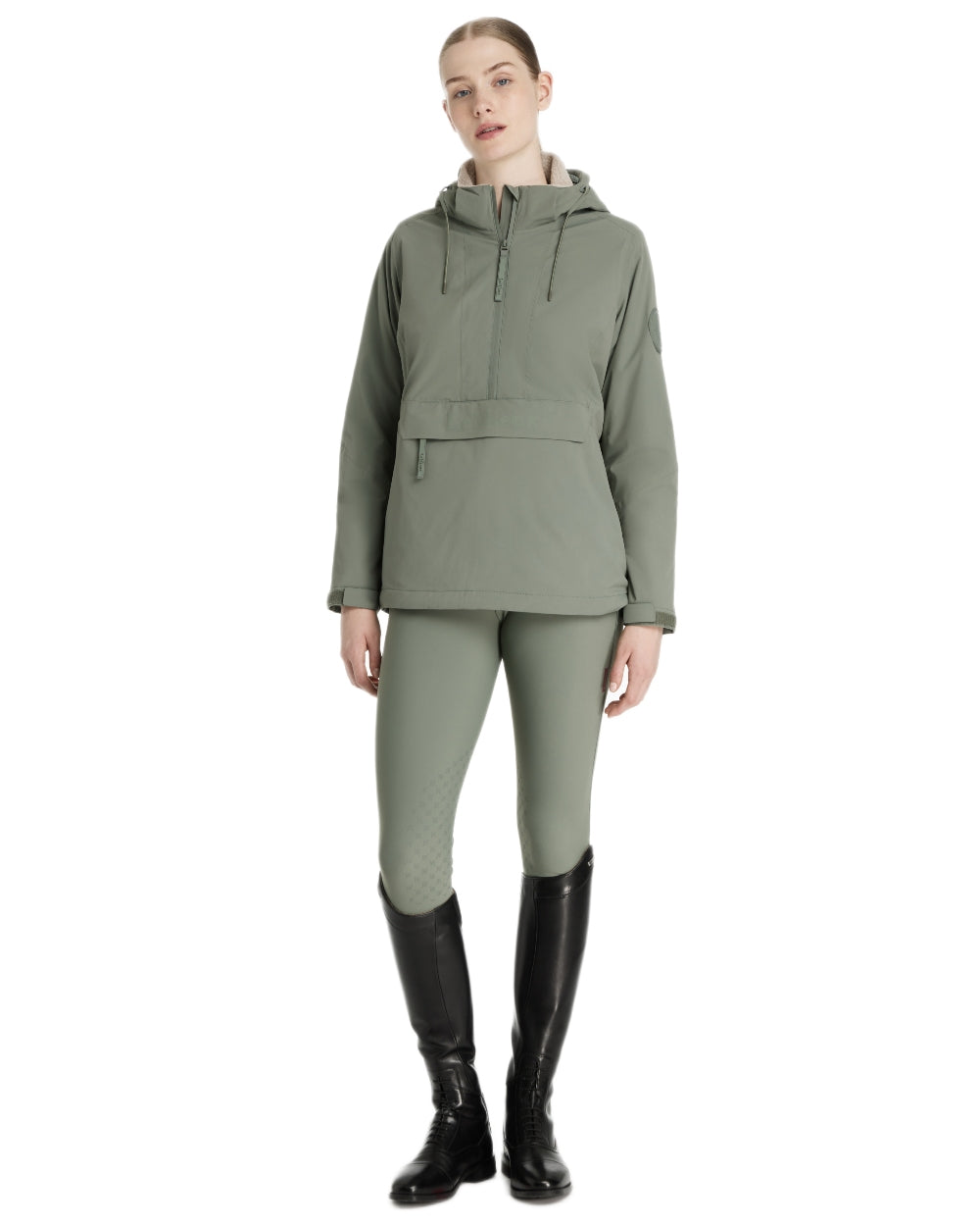 Rosemary coloured LeMieux Phoebe Half Zip Waterproof Anorak on white background 