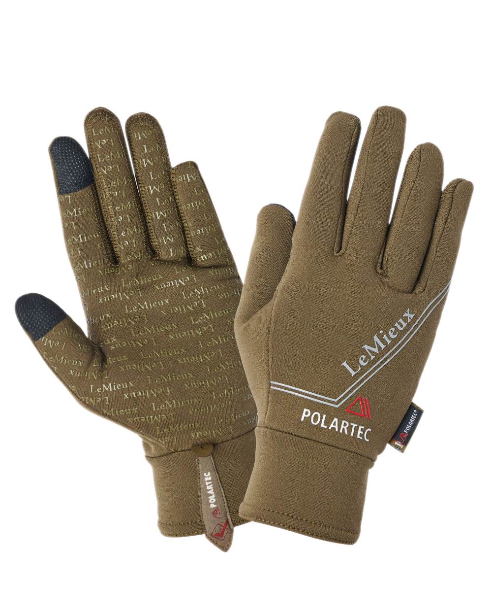 Alpine coloured LeMieux Polartec Gloves on white background 