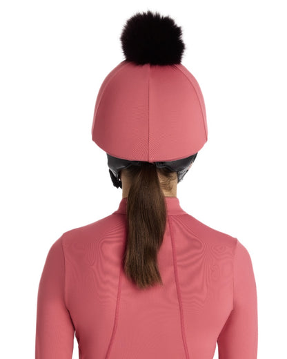 Cranberry coloured LeMieux Pom Hat Silk on white background 