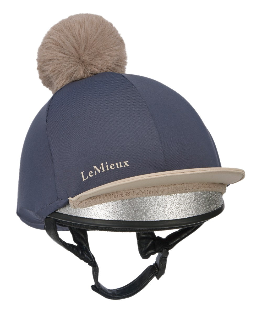 Dusk Almond coloured LeMieux Pom Hat Silk on white background 