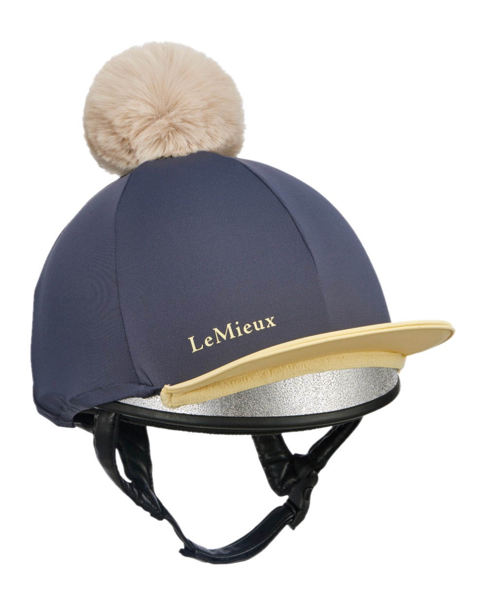 Dusk Mimosa coloured LeMieux Pom Hat Silk on white background 