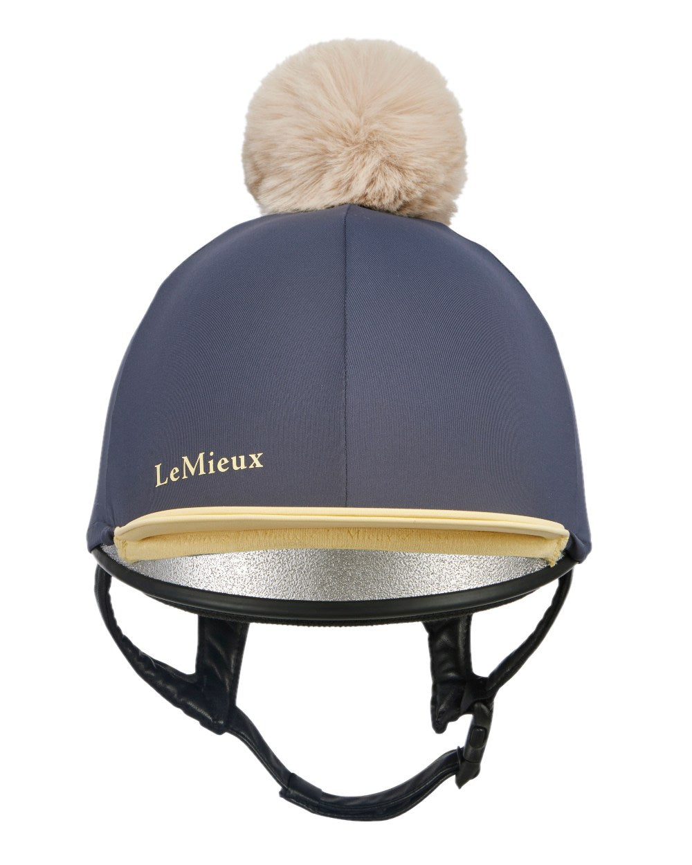 Dusk Mimosa coloured LeMieux Pom Hat Silk on white background 
