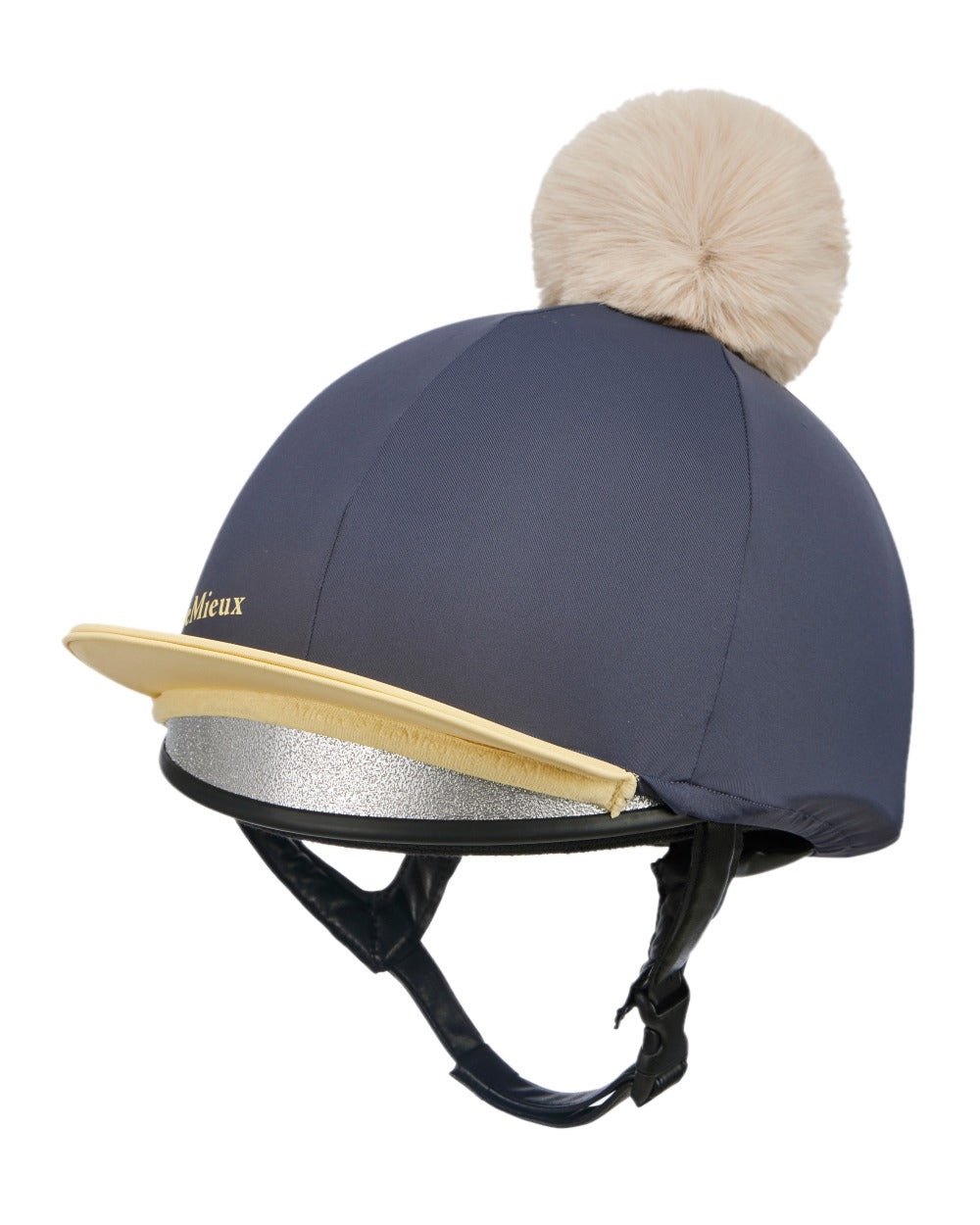 Dusk Mimosa coloured LeMieux Pom Hat Silk on white background 