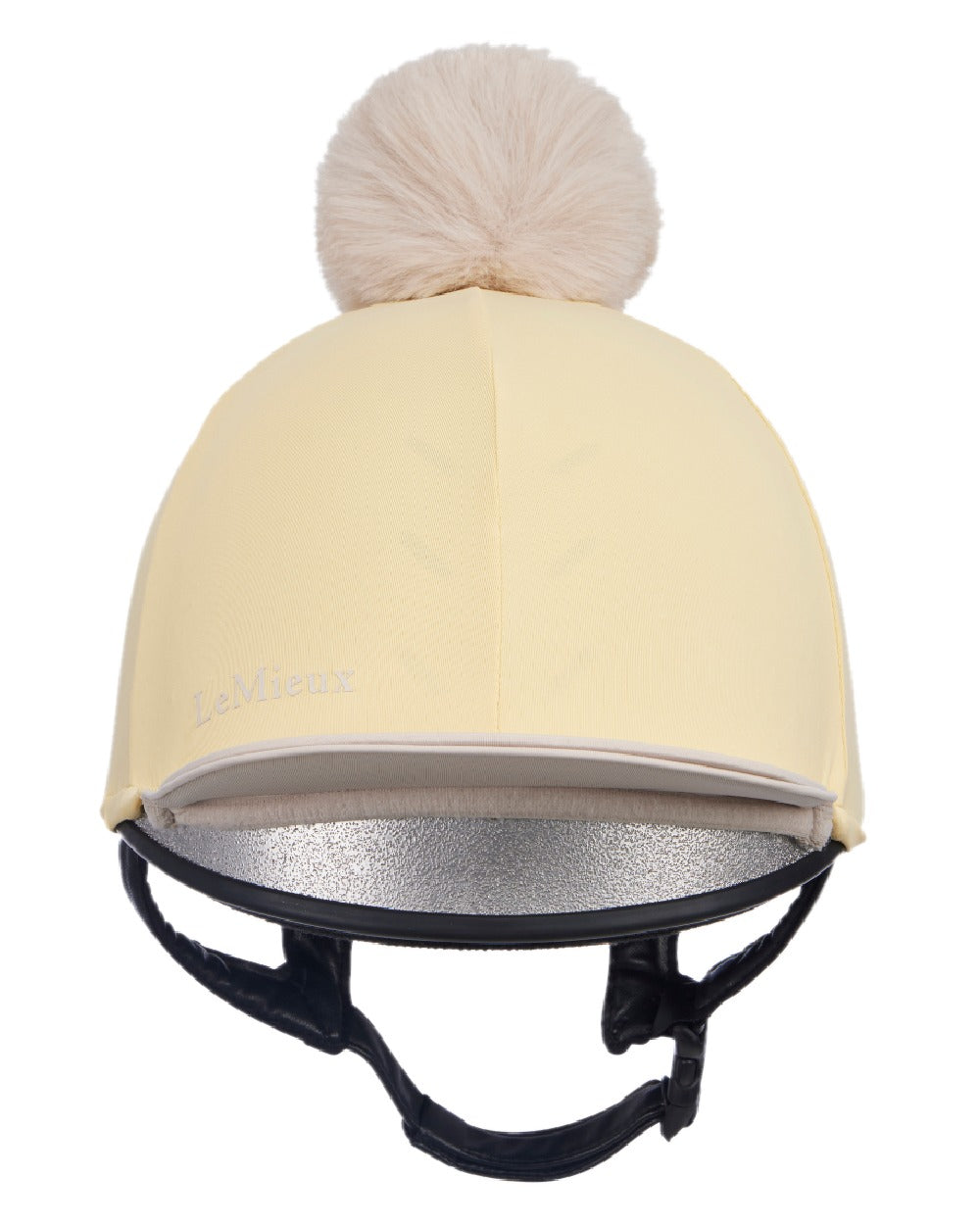 Mimosa Stone coloured LeMieux Pom Hat Silk on white background 