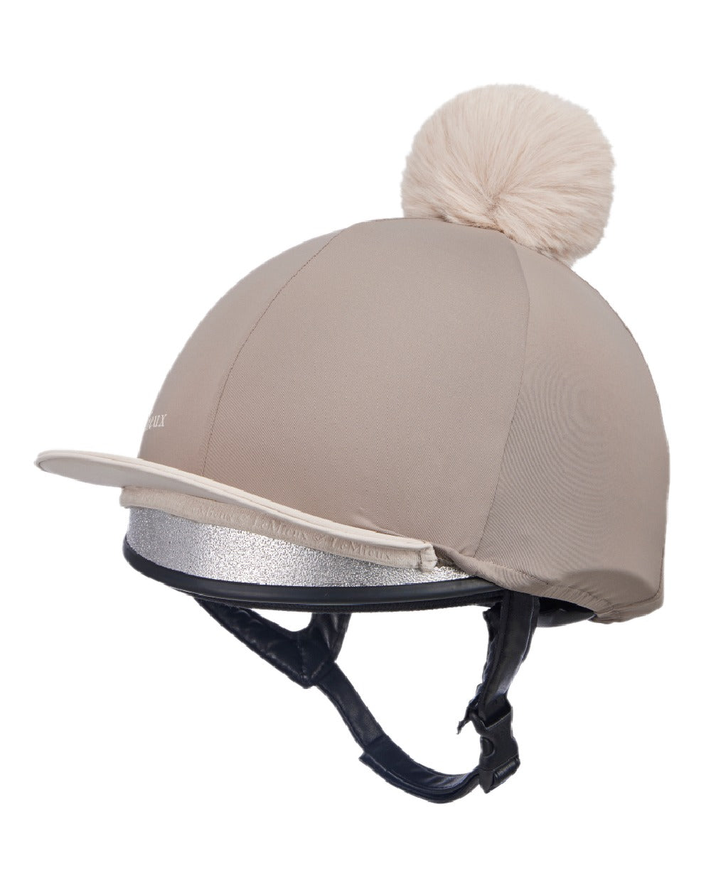 Pecan Stone coloured LeMieux Pom Hat Silk on white background 