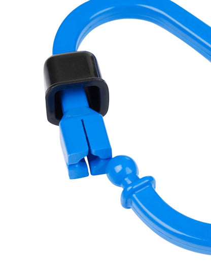 Blue coloured LeMieux Poplock Safety Lock on white background 