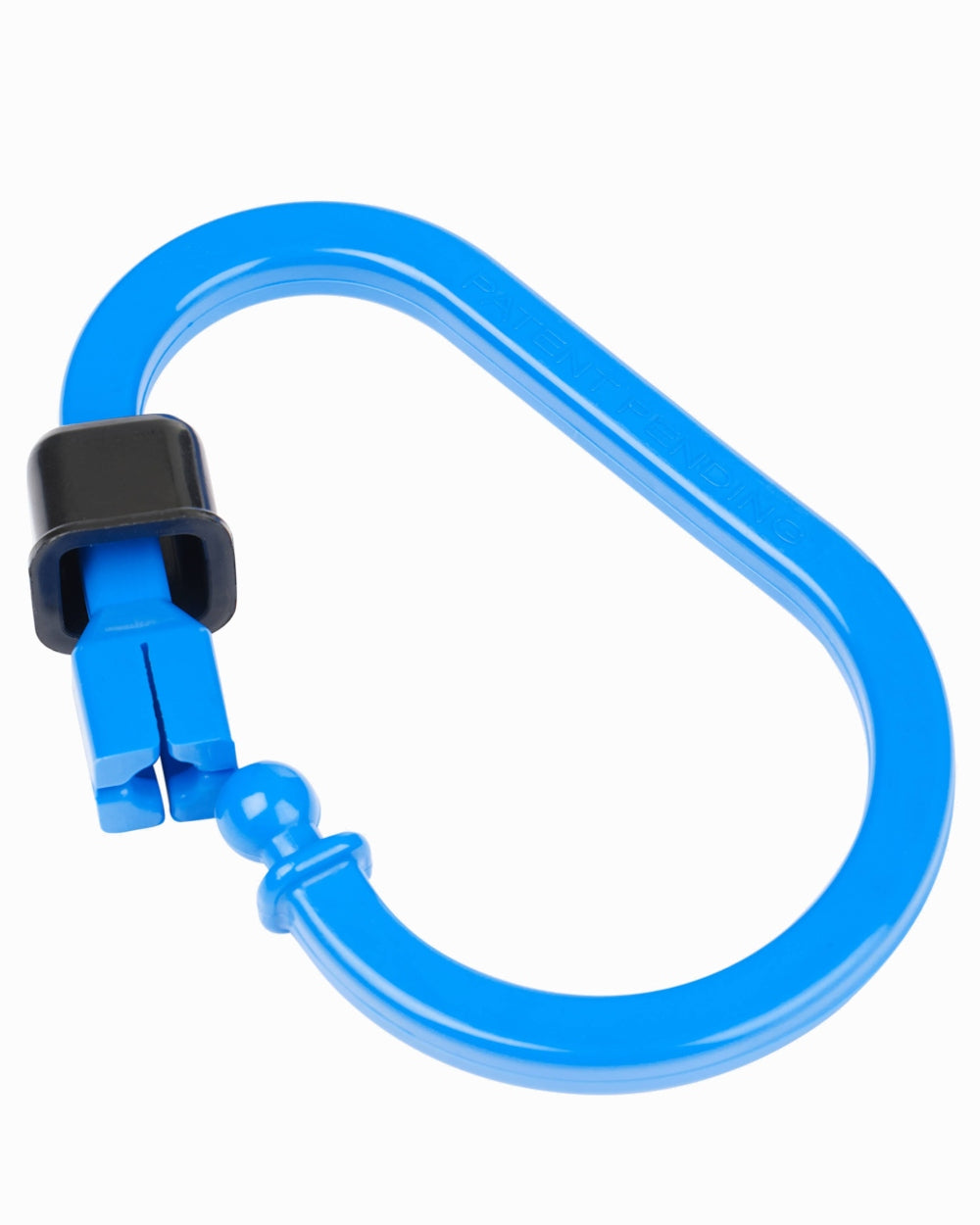 Blue coloured LeMieux Poplock Safety Lock on white background 