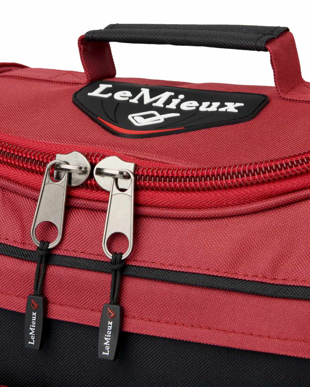 Burgundy coloured LeMieux ProKit Lite Grooming Bag on white background 