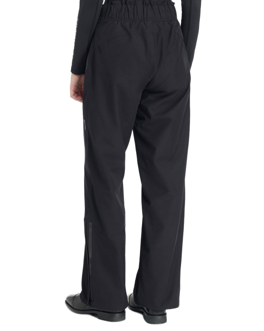 Black coloured LeMieux Womens Stormwear Waterproof Trousers on white background 