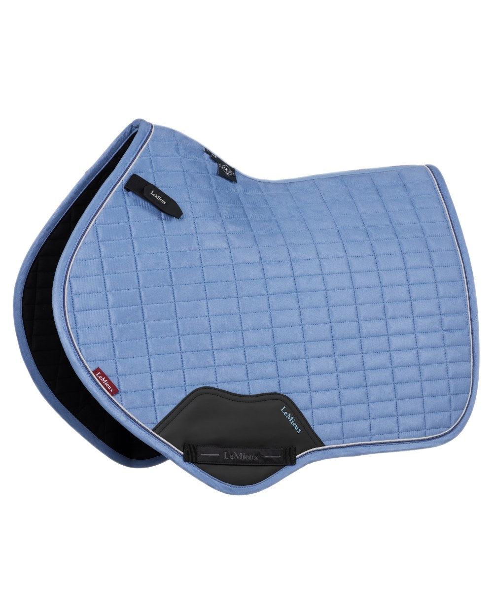 Powder Blue coloured LeMieux Suede Close Contact Squares on white background 