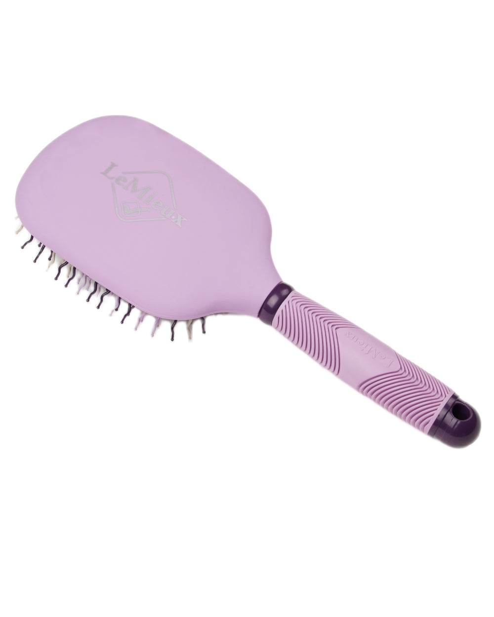 Lilac coloured LeMieux Tangle Tidy Brush on white background 