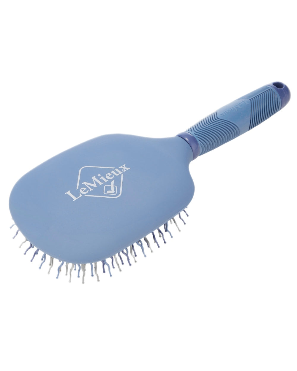Powder Blue coloured LeMieux Tangle Tidy Brush on white background 