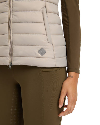 Ash coloured LeMieux Tilly Hooded Puffer Gilet on white background 