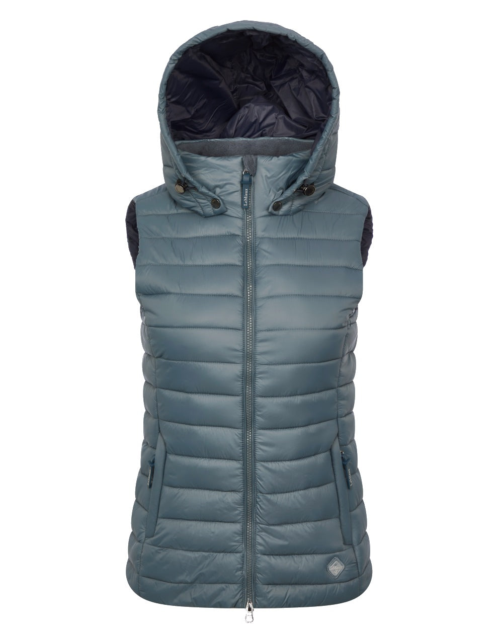 Petrol coloured LeMieux Tilly Hooded Puffer Gilet on white background 