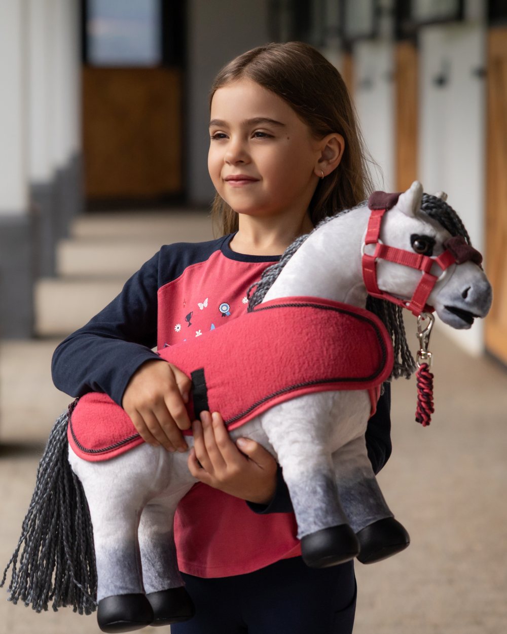 Blanca coloured LeMieux Toy Pony Blanca on outdoor background 