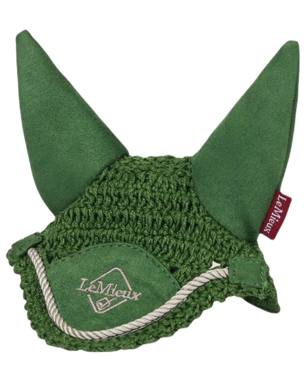 Hunter Green coloured LeMieux Toy Pony Fly Hood on white background 